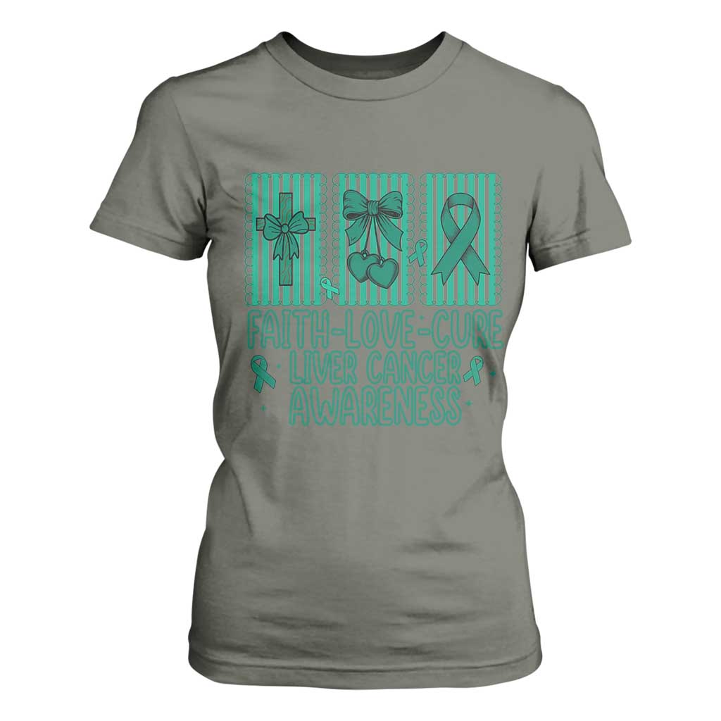 Faith Love And Cure Liver Cancer T Shirt For Women Hope Survivor Support