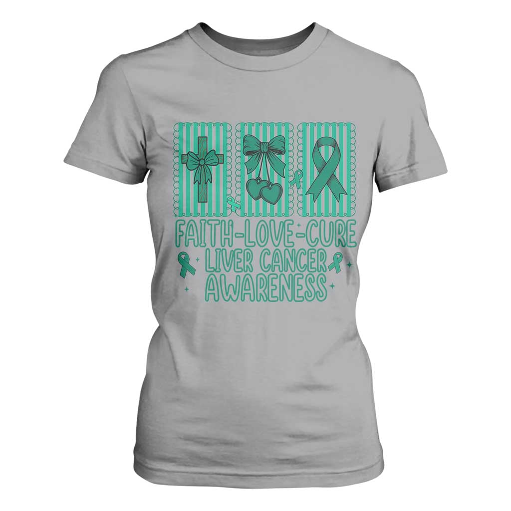 Faith Love And Cure Liver Cancer T Shirt For Women Hope Survivor Support