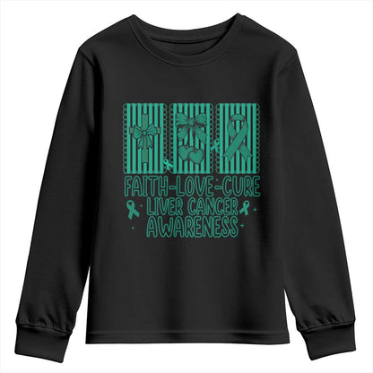 Faith Love And Cure Liver Cancer Youth Sweatshirt Hope Survivor Support