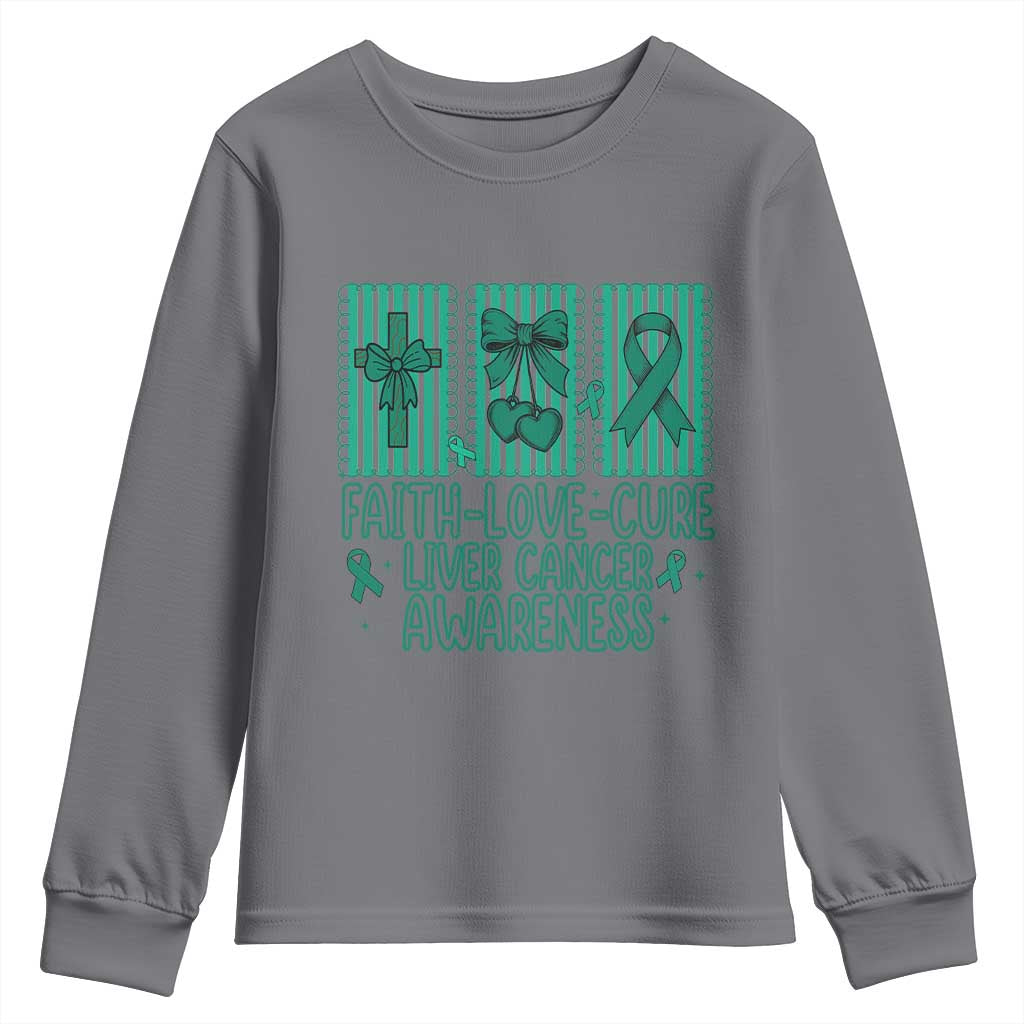 Faith Love And Cure Liver Cancer Youth Sweatshirt Hope Survivor Support