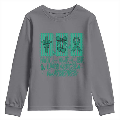 Faith Love And Cure Liver Cancer Youth Sweatshirt Hope Survivor Support