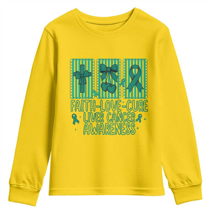 Faith Love And Cure Liver Cancer Youth Sweatshirt Hope Survivor Support