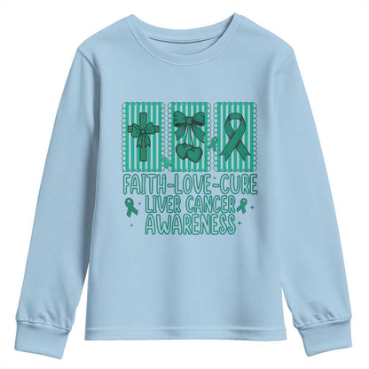 Faith Love And Cure Liver Cancer Youth Sweatshirt Hope Survivor Support