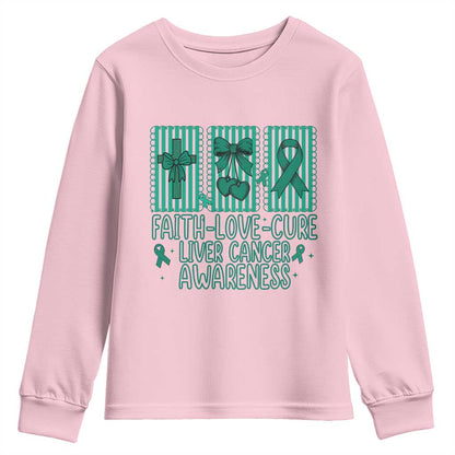 Faith Love And Cure Liver Cancer Youth Sweatshirt Hope Survivor Support