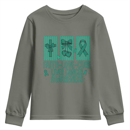 Faith Love And Cure Liver Cancer Youth Sweatshirt Hope Survivor Support