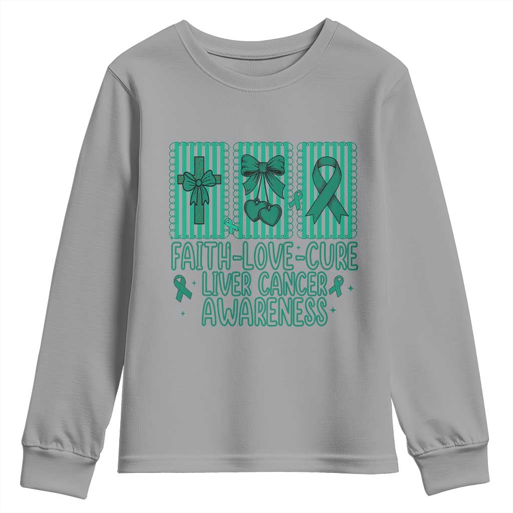 Faith Love And Cure Liver Cancer Youth Sweatshirt Hope Survivor Support
