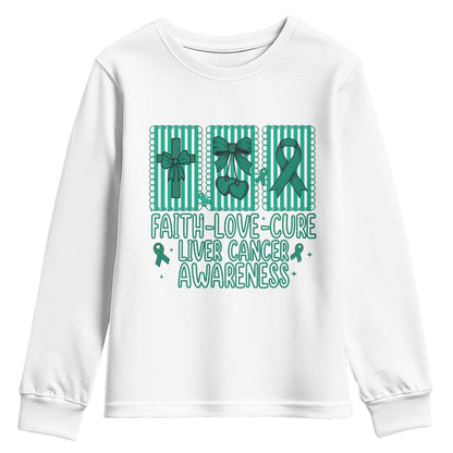 Faith Love And Cure Liver Cancer Youth Sweatshirt Hope Survivor Support