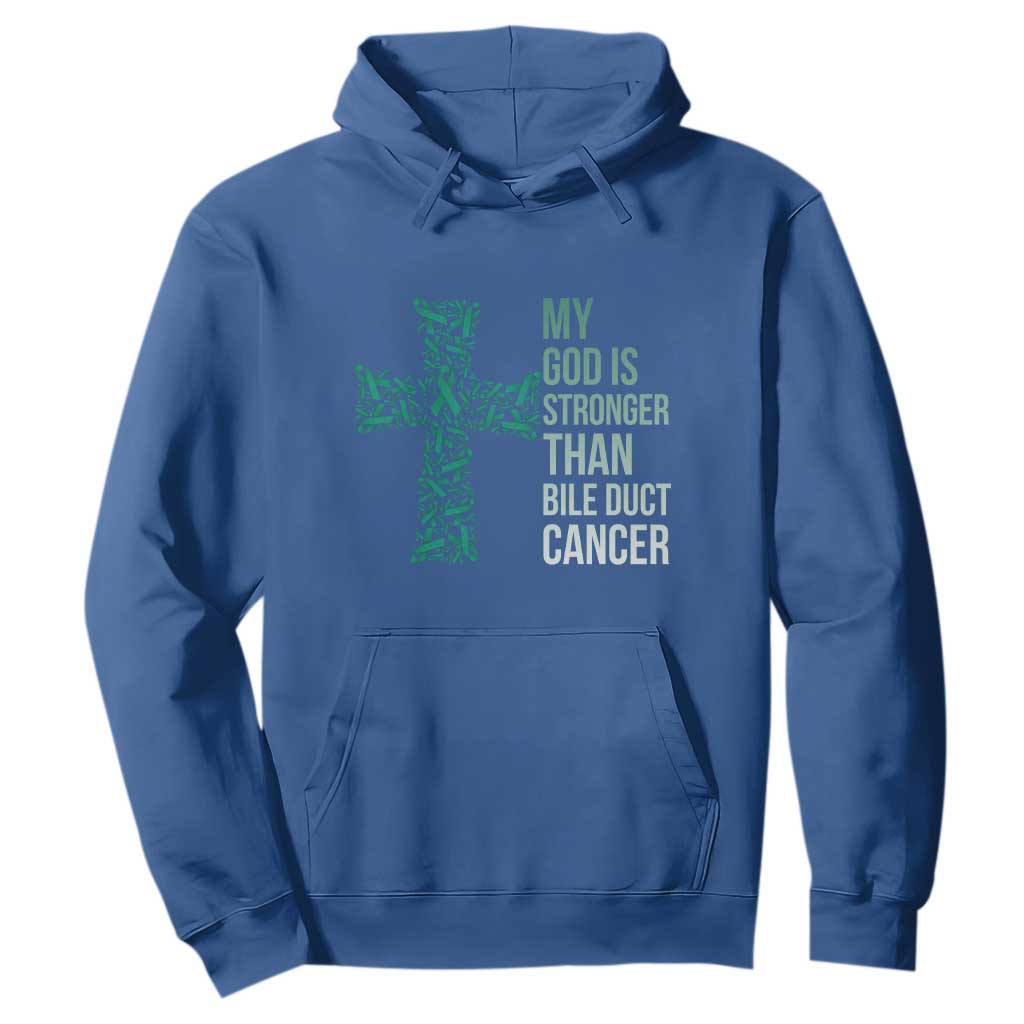 My God Is Stronger Than Bile Duct Cancer Hoodie Faith Over Fear Support Gift