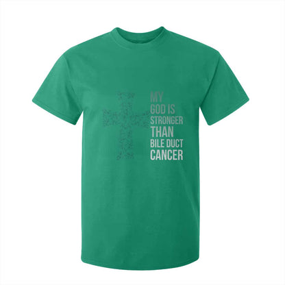 My God Is Stronger Than Bile Duct Cancer T Shirt For Kid Faith Over Fear Support Gift