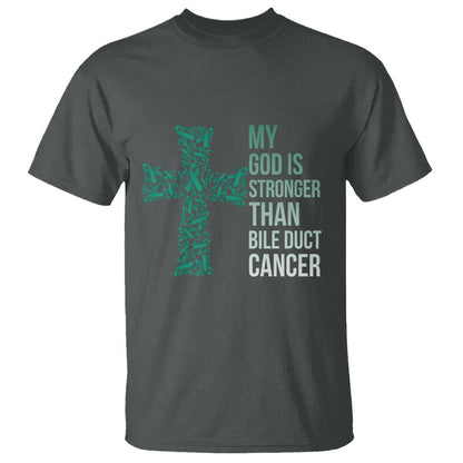 My God Is Stronger Than Bile Duct Cancer T Shirt Faith Over Fear Support Gift