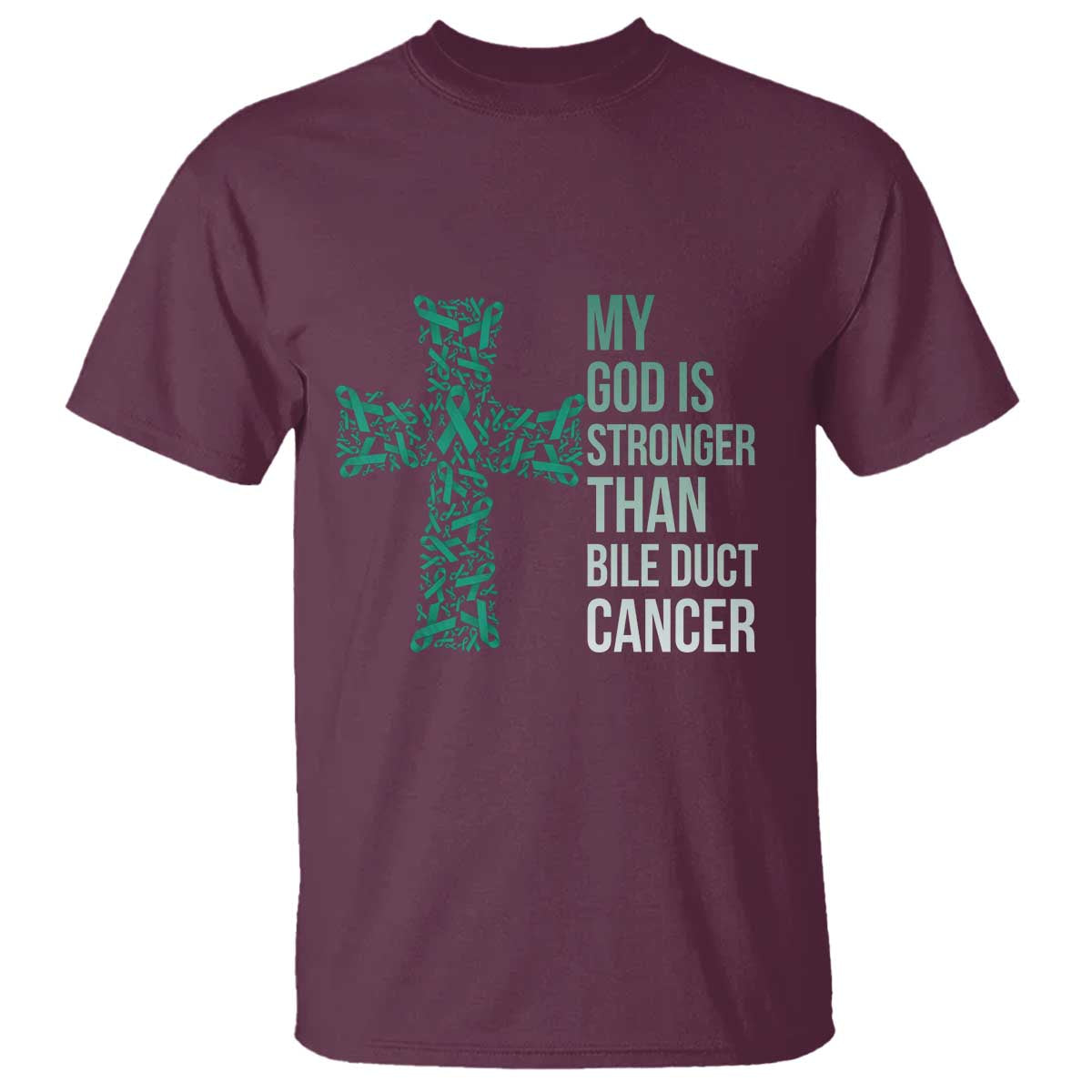 My God Is Stronger Than Bile Duct Cancer T Shirt Faith Over Fear Support Gift