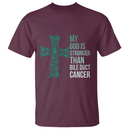My God Is Stronger Than Bile Duct Cancer T Shirt Faith Over Fear Support Gift