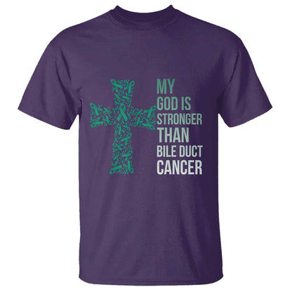 My God Is Stronger Than Bile Duct Cancer T Shirt Faith Over Fear Support Gift