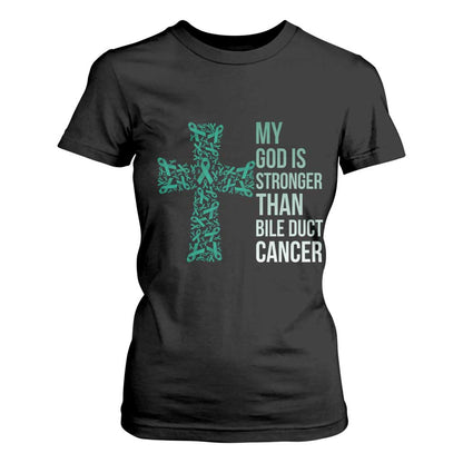 My God Is Stronger Than Bile Duct Cancer T Shirt For Women Faith Over Fear Support Gift
