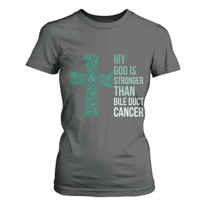 My God Is Stronger Than Bile Duct Cancer T Shirt For Women Faith Over Fear Support Gift