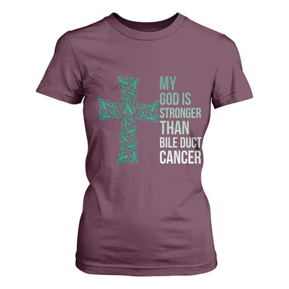 My God Is Stronger Than Bile Duct Cancer T Shirt For Women Faith Over Fear Support Gift