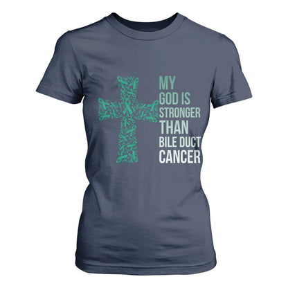 My God Is Stronger Than Bile Duct Cancer T Shirt For Women Faith Over Fear Support Gift