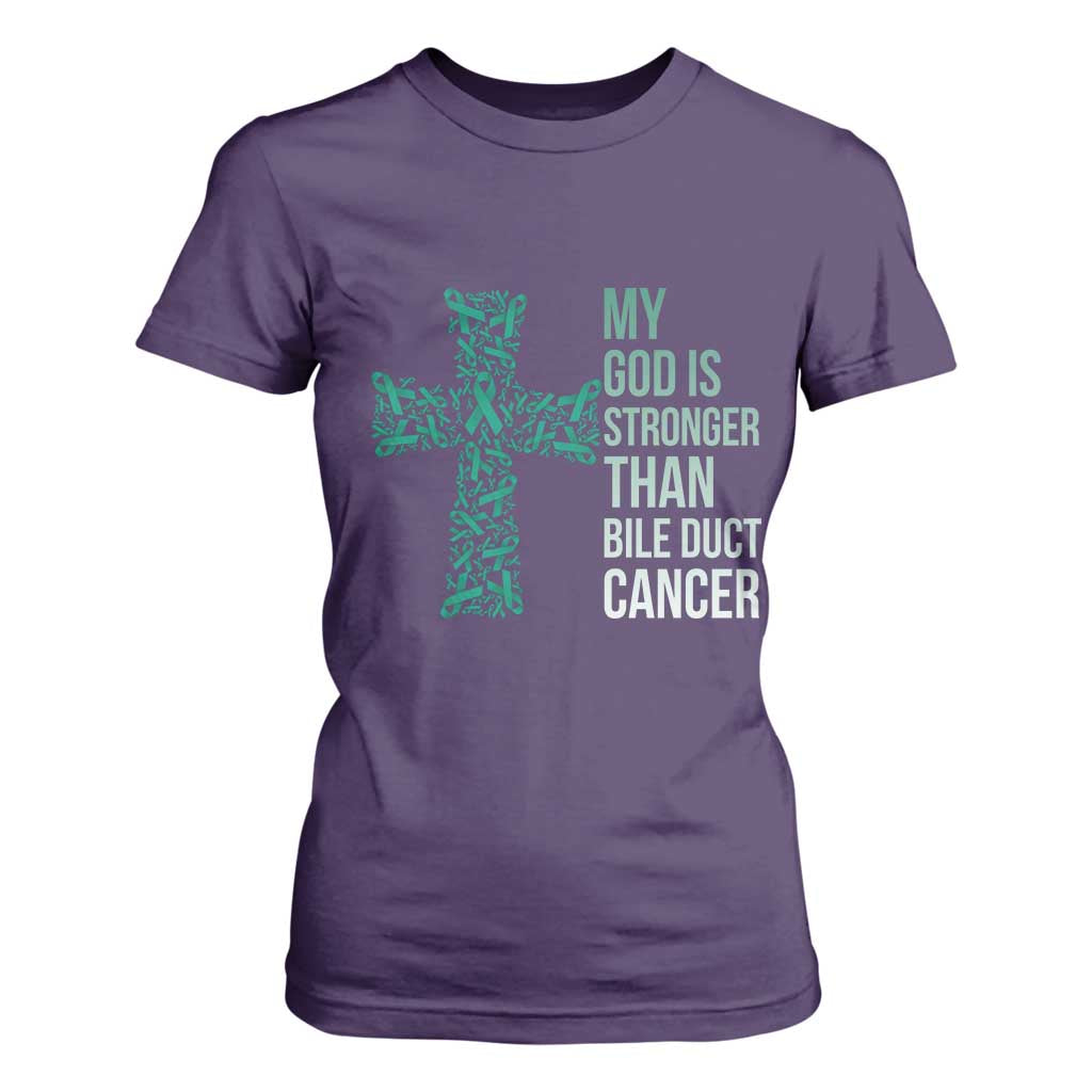 My God Is Stronger Than Bile Duct Cancer T Shirt For Women Faith Over Fear Support Gift