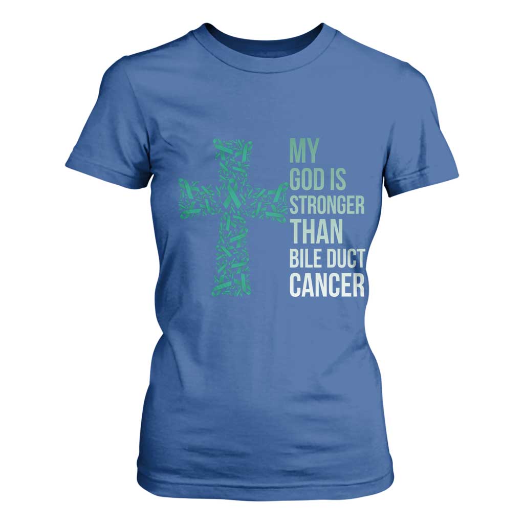 My God Is Stronger Than Bile Duct Cancer T Shirt For Women Faith Over Fear Support Gift