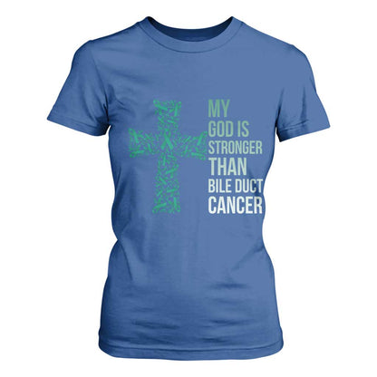 My God Is Stronger Than Bile Duct Cancer T Shirt For Women Faith Over Fear Support Gift