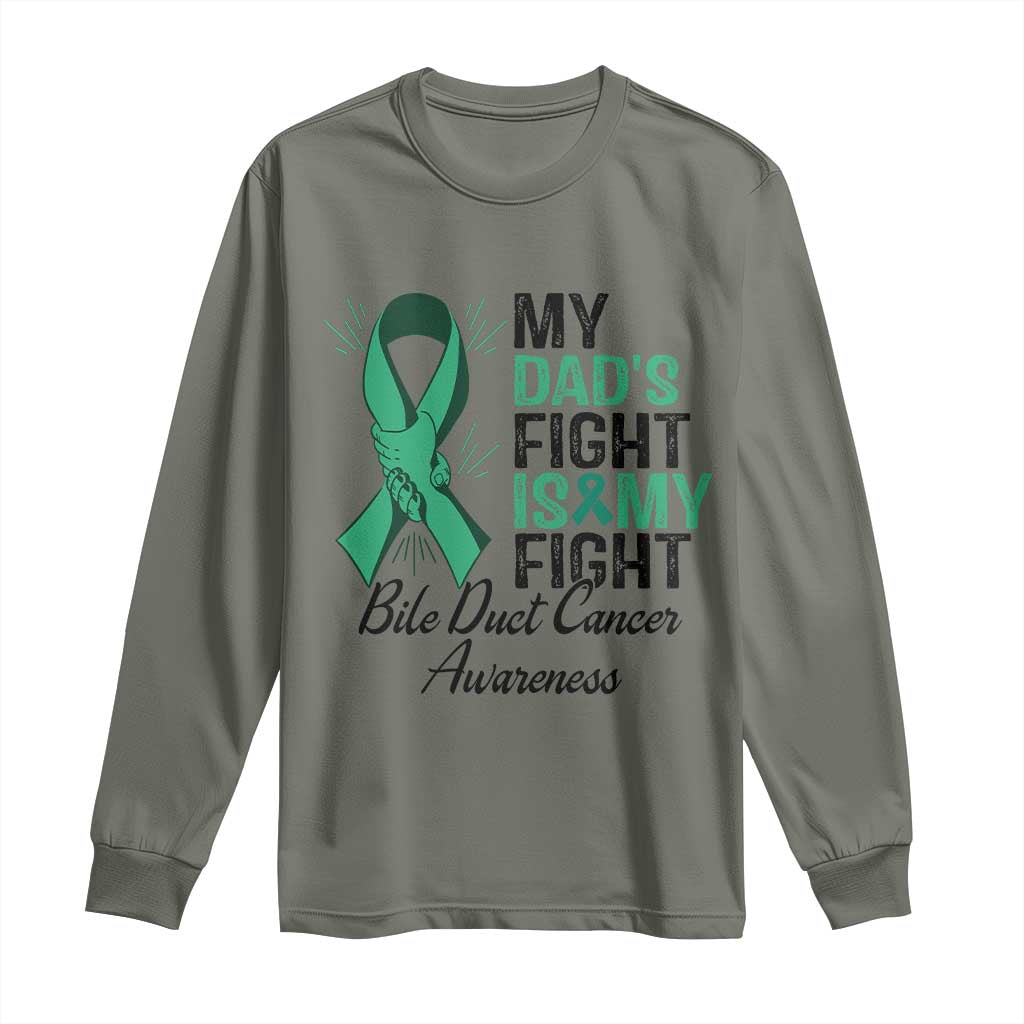 Cholangiocarcinoma Support Warrior Gift Long Sleeve Shirt My Dad Fight My Fight