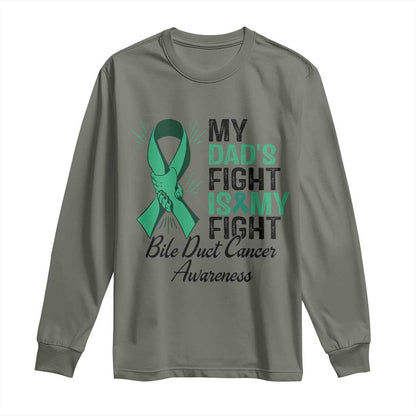 Cholangiocarcinoma Support Warrior Gift Long Sleeve Shirt My Dad Fight My Fight