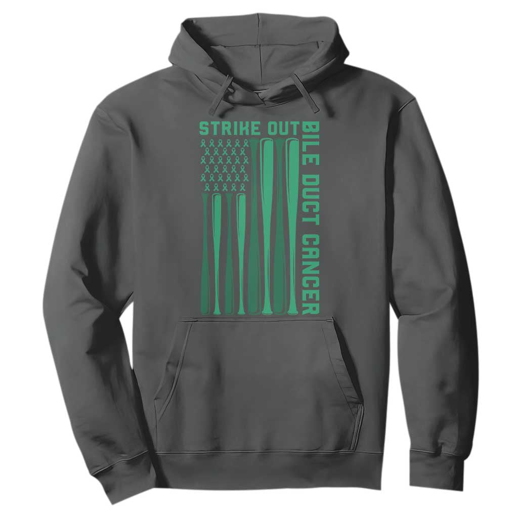 Strike Out Bile Duct Cancer Hoodie Baseball American Flag Hope Gift