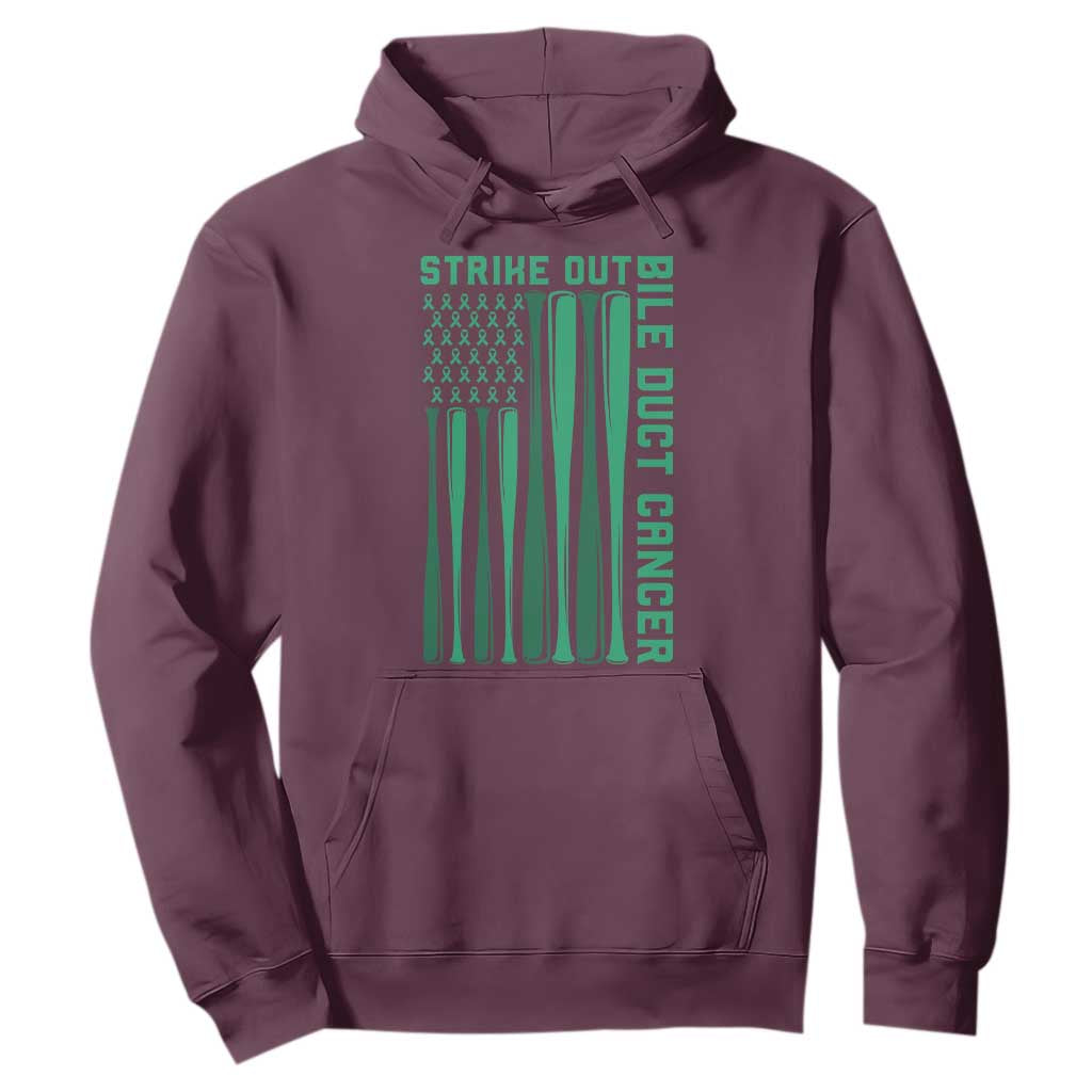 Strike Out Bile Duct Cancer Hoodie Baseball American Flag Hope Gift