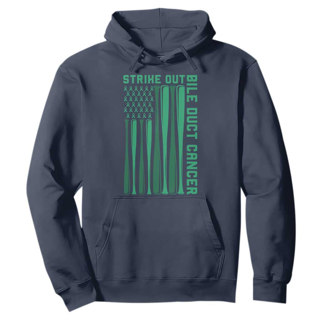Strike Out Bile Duct Cancer Hoodie Baseball American Flag Hope Gift