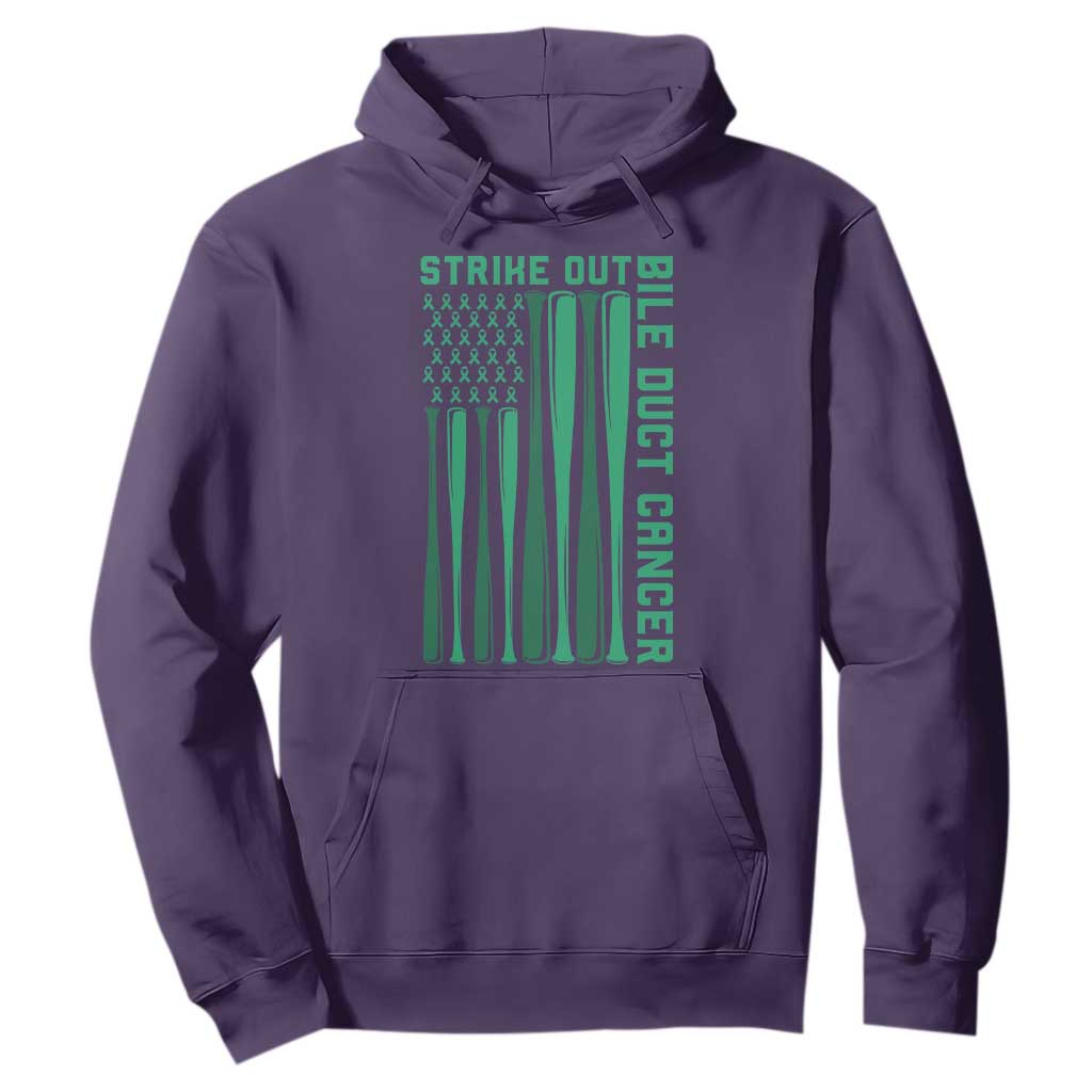 Strike Out Bile Duct Cancer Hoodie Baseball American Flag Hope Gift
