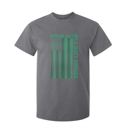 Strike Out Bile Duct Cancer T Shirt For Kid Baseball American Flag Hope Gift