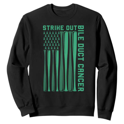 Strike Out Bile Duct Cancer Sweatshirt Baseball American Flag Hope Gift