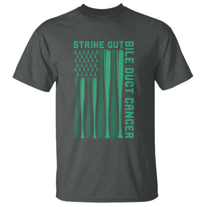 Strike Out Bile Duct Cancer T Shirt Baseball American Flag Hope Gift