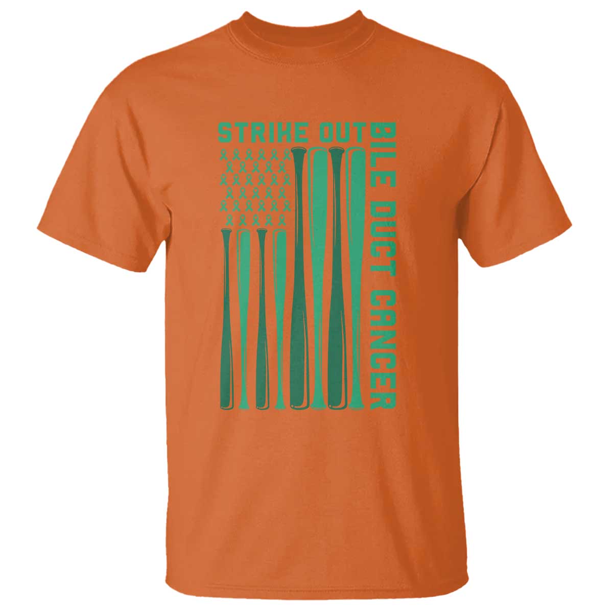 Strike Out Bile Duct Cancer T Shirt Baseball American Flag Hope Gift