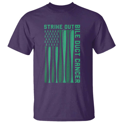 Strike Out Bile Duct Cancer T Shirt Baseball American Flag Hope Gift
