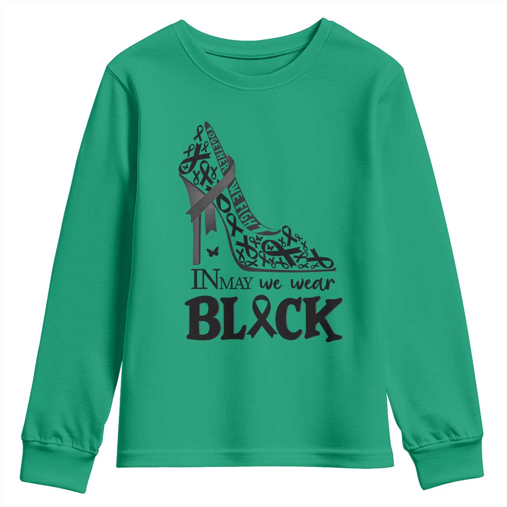 In May We Wear Black Youth Sweatshirt Skin Cancer Support Gift For Her