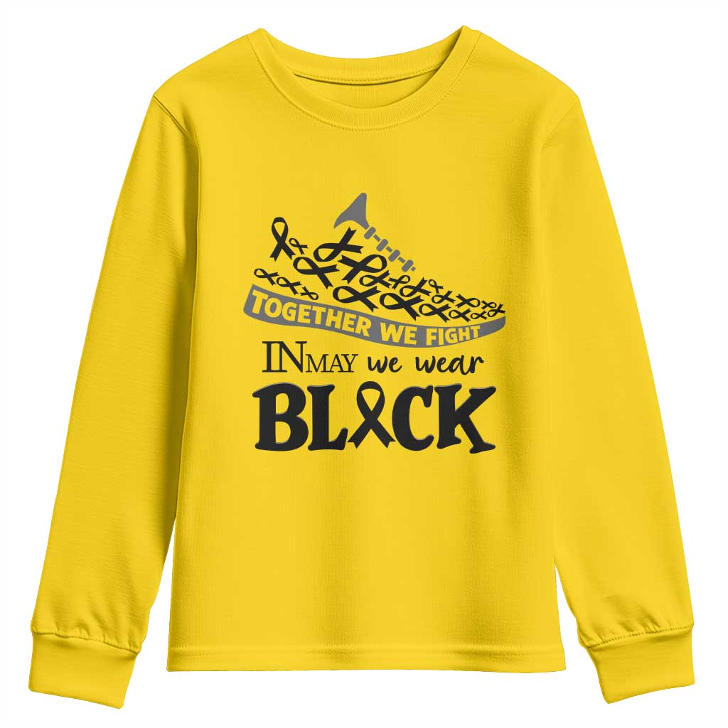 In May We Wear Black Youth Sweatshirt Melanoma Support Family Gift