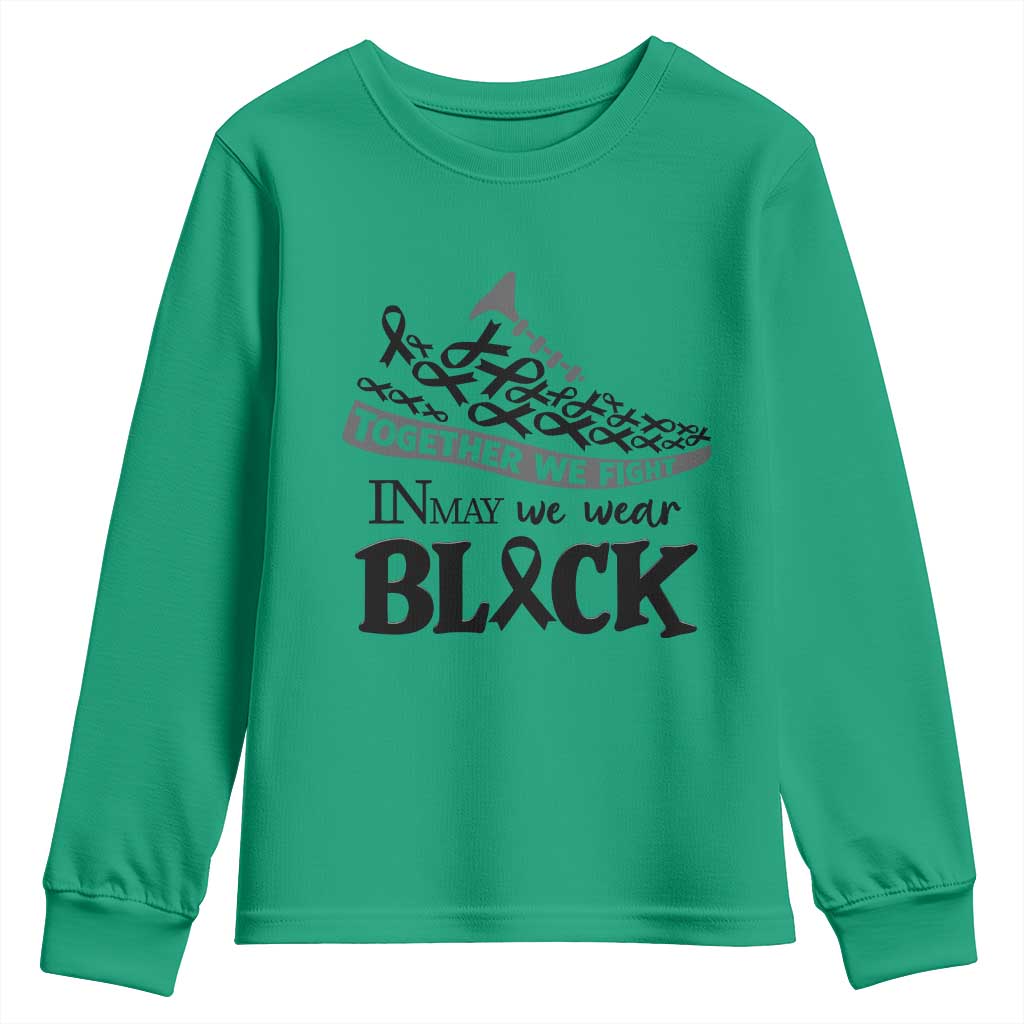 In May We Wear Black Youth Sweatshirt Melanoma Support Family Gift