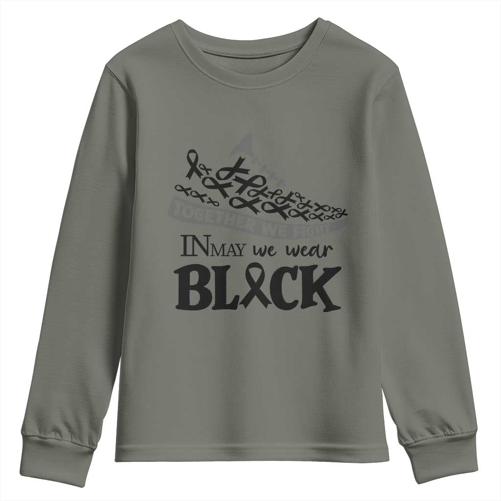 In May We Wear Black Youth Sweatshirt Melanoma Support Family Gift