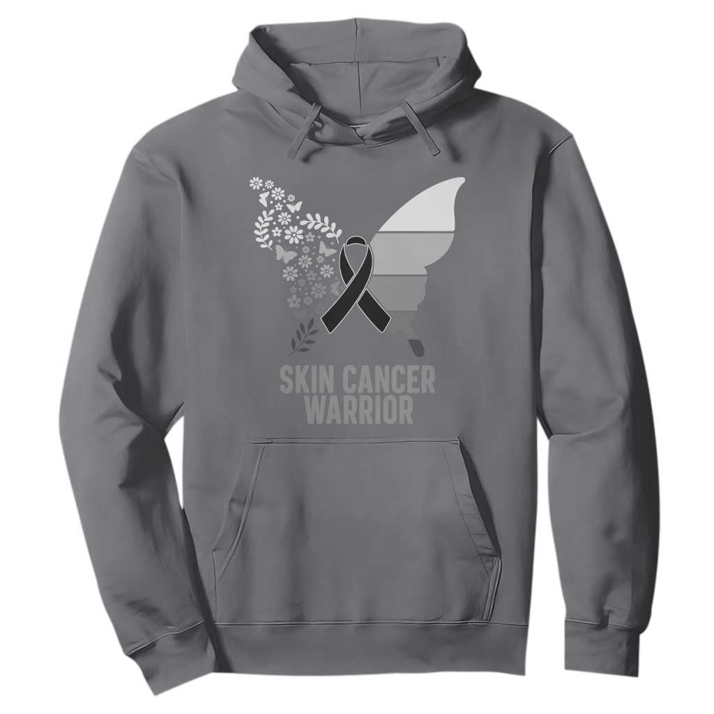 Floral Butterfly Melanoma Hoodie Black Ribbon Warrior Support Gift