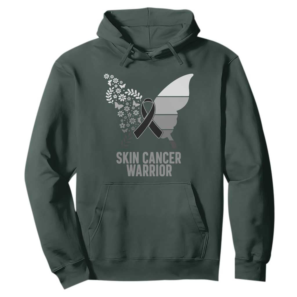 Floral Butterfly Melanoma Hoodie Black Ribbon Warrior Support Gift