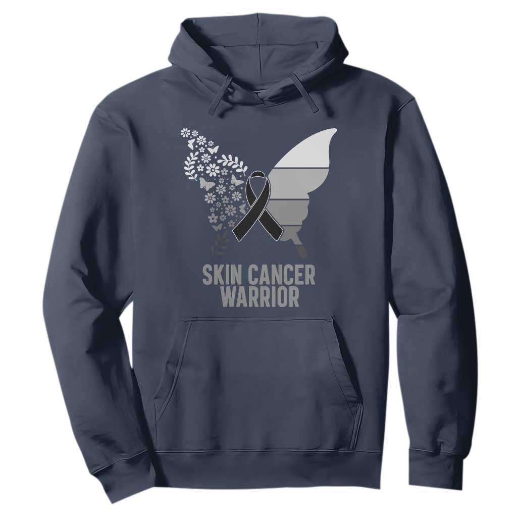 Floral Butterfly Melanoma Hoodie Black Ribbon Warrior Support Gift