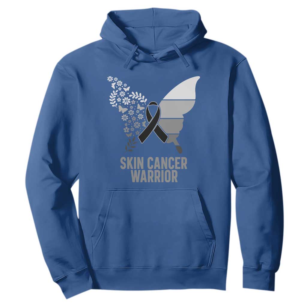 Floral Butterfly Melanoma Hoodie Black Ribbon Warrior Support Gift