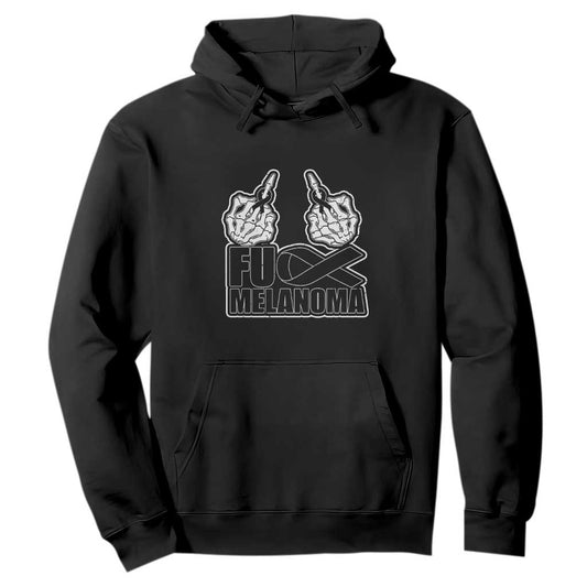 Skeleton Hand Fuck Melanoma Hoodie Black Ribbon Support