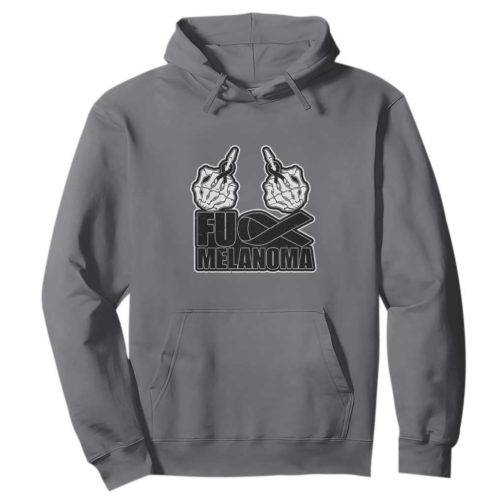 Skeleton Hand Fuck Melanoma Hoodie Black Ribbon Support