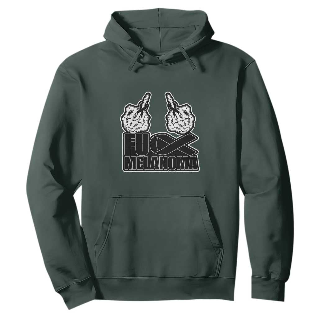 Skeleton Hand Fuck Melanoma Hoodie Black Ribbon Support