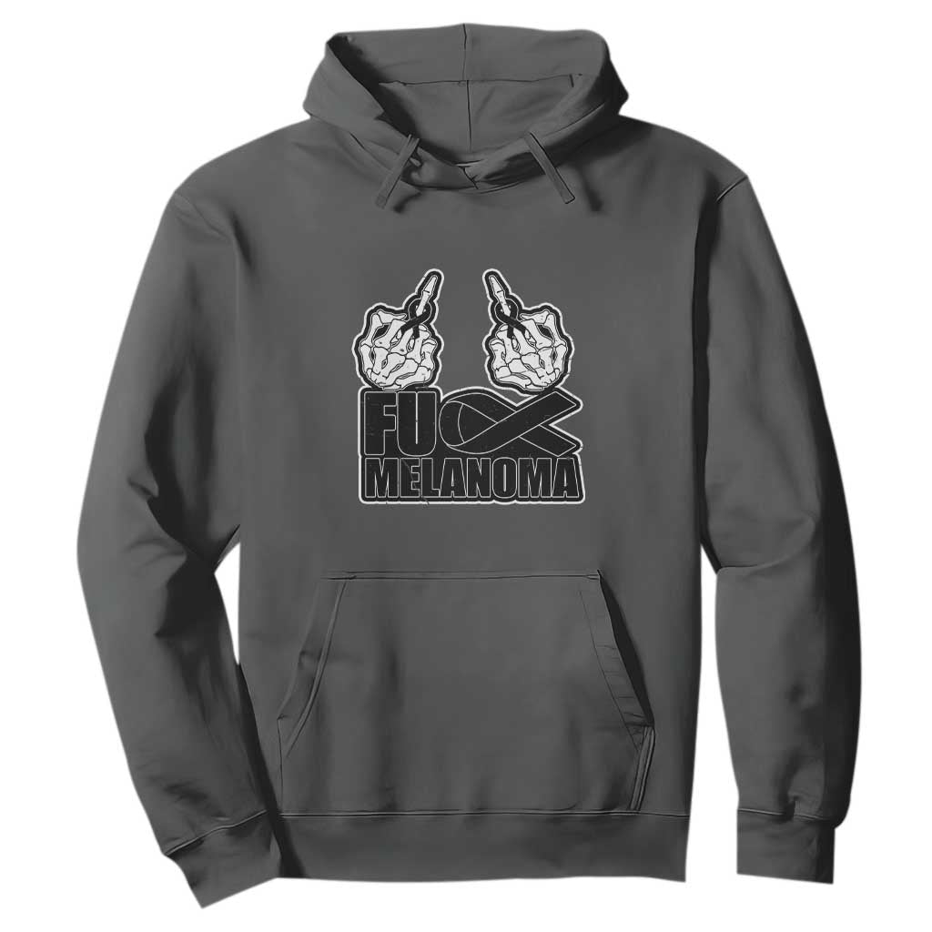 Skeleton Hand Fuck Melanoma Hoodie Black Ribbon Support