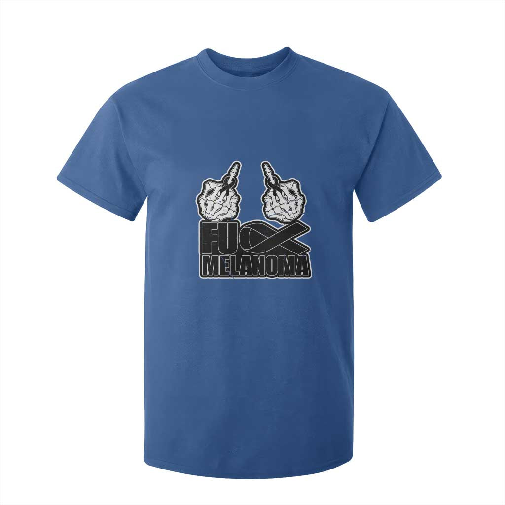 Skeleton Hand Fuck Melanoma T Shirt For Kid Black Ribbon Support