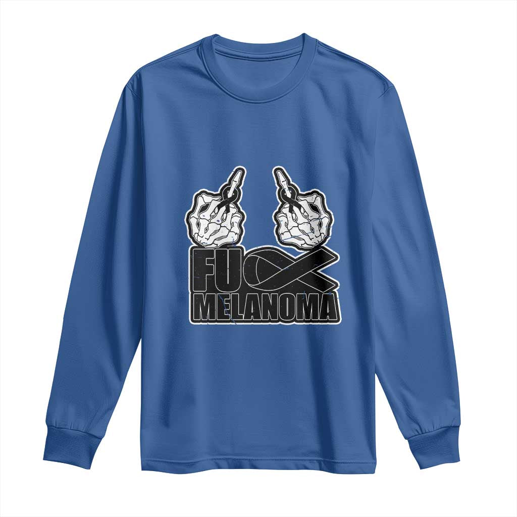 Skeleton Hand Fuck Melanoma Long Sleeve Shirt Black Ribbon Support