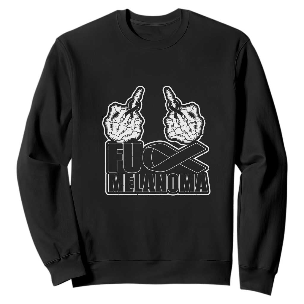 Skeleton Hand Fuck Melanoma Sweatshirt Black Ribbon Support